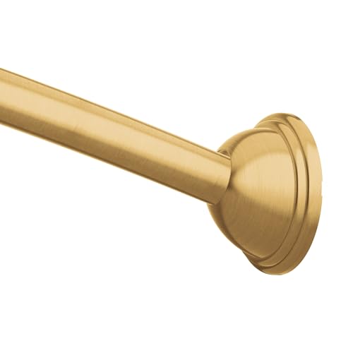 Moen Brushed Gold 54 to 72-Inch Adjustable Single Curved Shower Rod Wall Mounted Permanent Curtain Bar for Bathroom CSR2160BG