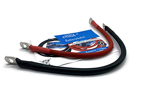 eXODA Kabel Set 25 mm² 30cm mit Schrumpfschlauch und M8 Kabelschuhen in Rot und Schwarz für Auto KFZ Boot Motorrad flexibles Batteriekabel hohe Materialqualität 99 9% Kupferanteil