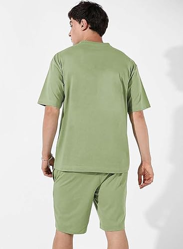 Image of ELLITI Cotton Blend Casual Round Neck Printed T-Shirt and Shorts Set, Men's Pyjama Co-Ord Set, Sleepwear & Loungewear, Summer Night Wear, Night Suit, Night Dress,Beach Weaver Suit For Men.