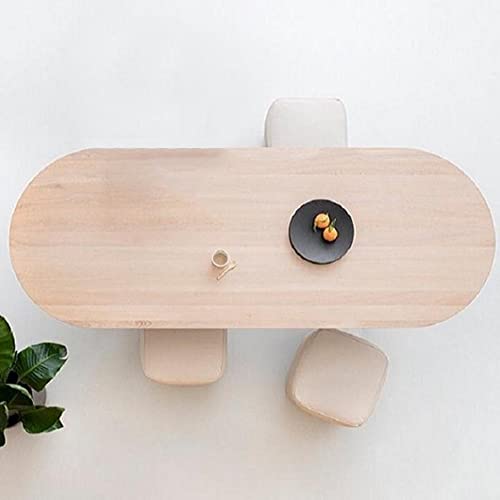 Runnup Modern Solid Wood Top Oval Dinette Table Wood Base Dining Table For Living Room - Natural Wood 63" L X 27.6" W X 29.5" H (Table Only) #TOP6