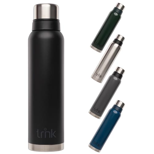 trnk Termo para exteriores Polar 2 – Termo de acero inoxidable 1600 ml – Sin BPA – El termo mantiene caliente 40 horas – Tapa con 2 vasos – Apto para lavavajillas (negro oscuro mate)