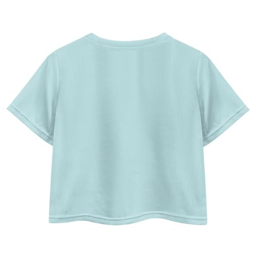 Image of Girls Fashion Crewneck Tee Shirts Casual Short Sleeve Crop Top Summer Outfits 5-14 Year