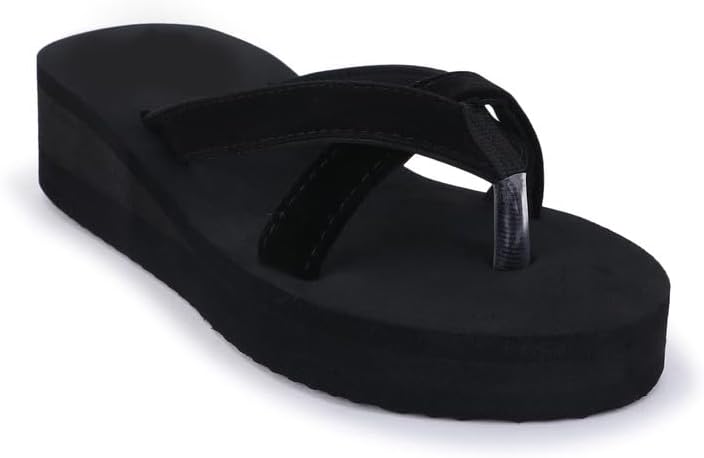 Doctor Walk Women's Platform Flip Flops, Black Cross Strap Sandals, Casual Comfort Wedge Slides