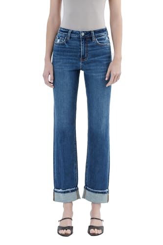 VERVET High Rise Cuff Straight Jeans T6666