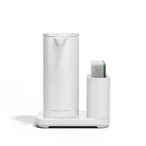 Image of simplehuman Liquid Sensor Pump with Caddy, 9 oz Automatic Soap Dispenser for Kitchen and Bathroom, Touchless Motion Sensor, Variable Dispense, Rechargeable, High-Grade White Steel