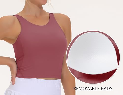 Image of THE GYM PEOPLE Women Sports Bra Sleeveless Padded Running Workout Tank Tops