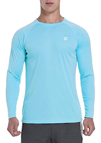 Susclude Men's Sun Protection UPF 50+ UV Outdoor Long Sleeve Performance T-Shirt Lightweight Athletic Running Shirts Blue XL
