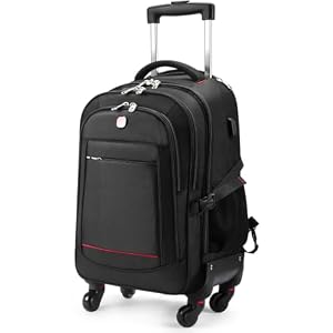 StarCloud 4-Rad Rucksack mit Rollen 45L (22x14x9 Zoll): 17,3-Zoll Laptop Rucksack Trolley, Wasserabweisender Handgepäck Rucksack mit Rollen, Airline-Approved Kabinengepäck für Reisen & Business
