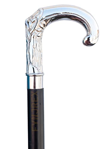 FYNJREX Walking Cane for Women and Men Vintage Style Silver Black Wooden Stick Decorative Prop Halloween Costume Dark Shadow