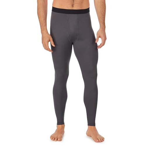 Cuddl Duds Mens Long Underwear Leggings - Moisture Wicking Soft Stretch Medical Uniform Scrubs Base Layer Essentials - Breathable Compression Underscrubs for Men Charcoal Heather XX-Large