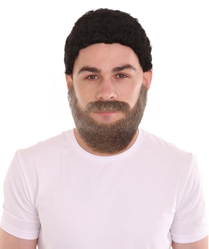 HPO Men's Synthetic Hair Long Beard Cosplay Facial Hair (Brown) (Option 2)