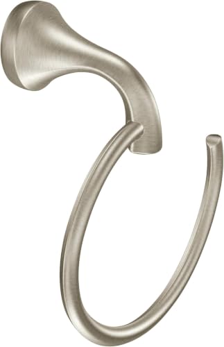 Image of Moen Eva YB2886BN Single Post Open Towel Ring, Wall Mounted Hand Towel Holder, Brushed Nickel 8 x 6 x 2.25 inches (Pack of 6)