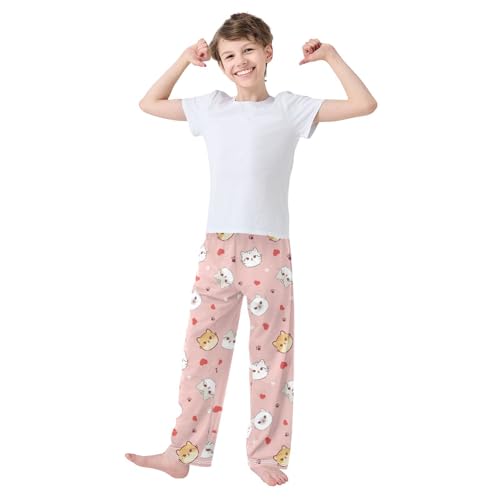 Cute Cats Heart Paw Boys Pants for Kids Jogger Pants with Pockets S-XL2