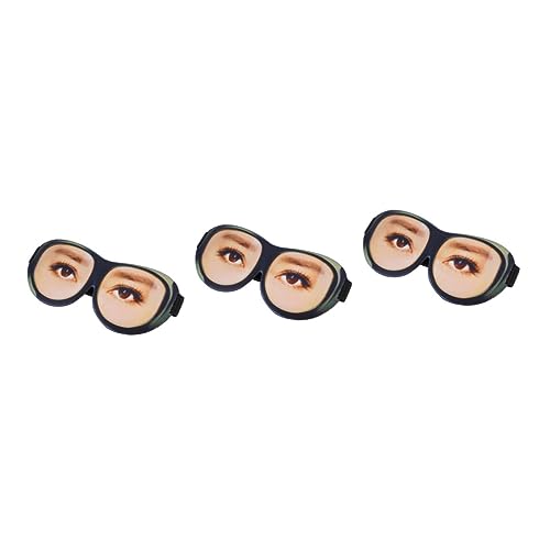 ORFOFE 3個入り おもしろ3dアイシェード クリエイティブな目プリント 目隠し サテンスリープ 調節可能な紐付き 自宅旅行用