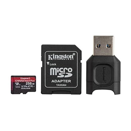 Kingston MLPMR2/256 GB microSD-kort (256 GB microSDXC React Plus SDCR2 med SD-adapter MLPM-kortläsare)