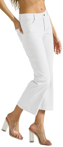 Prolific Health Womens Jean Look Jeggings Straight Leg Pants Cropped S-XXXL (Small White)