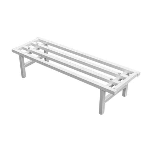 Image of Anandi Green's White Heavy Duty 1 Tier Metal Plant Stand for Grow Bags Planters and Pots Rust Resistant Plant Pot Holder Rack for Outdoor Balcony Indoor Living Room and Garden Supports Up to 100 kg