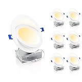 Ensenior 6 Pack 6 inch LED Eyeball Recessed Lighting, 360°+90° Rotatable and 2700K-5000K Selectable, Dimmable Gimbal Recessed Lights, Canless Angled Adjustable Ceiling Downlight, 1300LM, 13W=115W-FCC