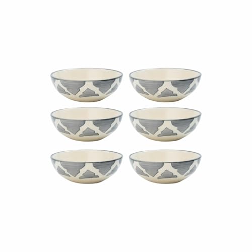 Image of Decorative Ceramic Bowl for Snacks, Dips & Condiments Festive Kitchen Tableware Lightweight, Stackable, and Easy to Clean - Great for Family Meals and Quick Serving Dining (Grey, Set of 6)