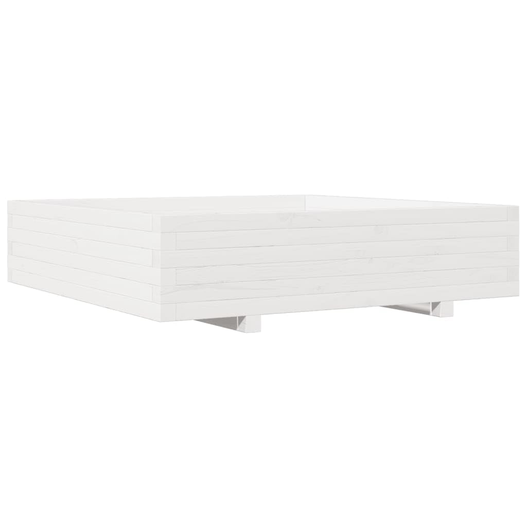 Jardinière blanche en bois massif de pin 100x100 anti nuisibles