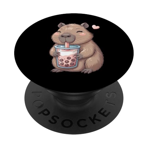 Capybara Bubble Boba Tea Cute Capybara Girls Women Kids PopSockets PopGrip Adhesivo