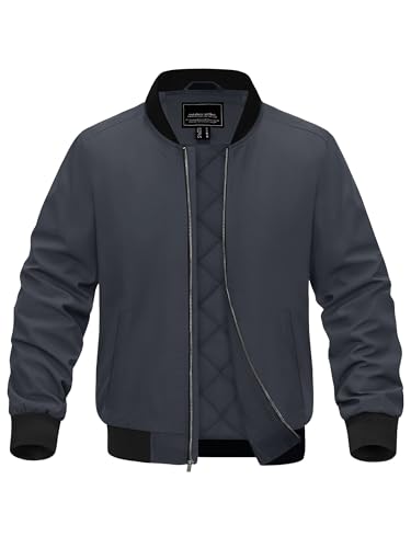 EKLENTSON Men's Bomber Jacket Thermal Quilted Lined Jacket Warm Winter Coats Full Zip Windbreaker Casual Jackets with Pockets