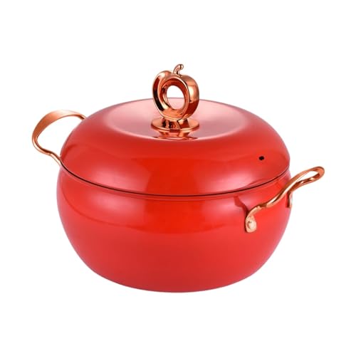 Qectial Olla de Hierro Profunda Antiadherente, Versátil, Irrompible, con Excelente Conducción del, Ideal para El Hogar Y para Recibir Invitados, Rojo, Individual