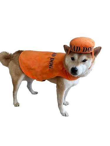 CheetahBoo Bad Dog Prisoner Costume Cape Dogs - XS XXL Funny Jail Orange Cosplay Costumes Halloween, M