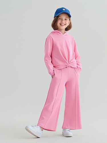 Image of Girls Clothing Set 2PC Outfits Crop Hoodie & Wide Leg Pants Fall Fashion Sweatshirt Set