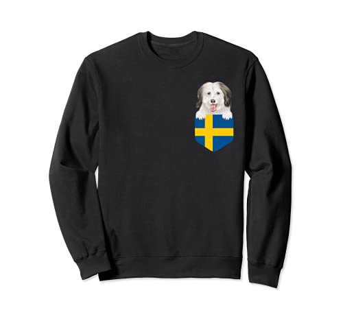 Sweden Flag Coton de Tulear Dog In Pocket Sweatshirt, Black