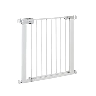PRESSURE FIT STAIR GATE: This extendable stair gate is suitable for openings 73-80 cm wide without requiring any additional extensions - With separately sold extensions, it can be expanded to create an extra-wide passage of up to 136 cm EASY CLOSING ...