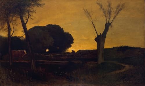 Impression sur toile George Inness Soirée à Medfield peinture haut de gamme