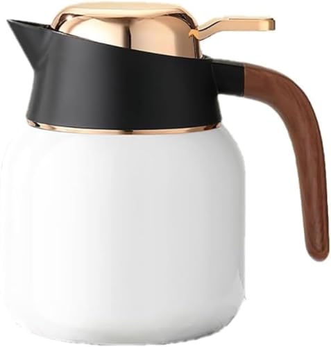 Lexiwyサーモス 保温ポット 大容量 卓上ポット コーヒー ケトル ティーセット ワンボタン魔法瓶 洗いやすい 保温 保冷 セラミックライナー ティーポット (316セラミックコーティング,ホワイト)