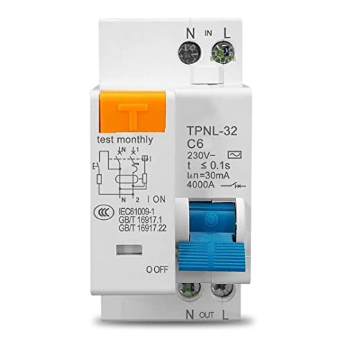 Disjuntor Diferencial Residual Dr Ddr Bipolar 36mm Proteção Contra Choque 220V (6A)