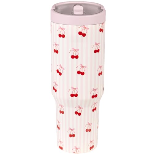 Image of HydroJug Sport - Stainless Steel Tumbler with Straw, Vacuum Insulated, 40oz Leakproof Water Bottle, Ergonomic Design, Reusable, Dishwasher Safe, Rubber Base, Durable for Gym or Outdoors, Sweet Cherry