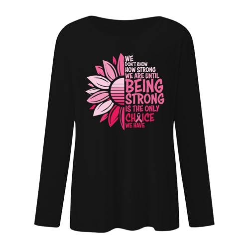 T-shirt manches longues rose octobre col rond pour la prévention - 2