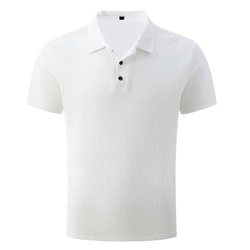 Camisas polo de manga corta para hombre, camiseta de punto gofre, cuello abotonado, camisetas de golf, casual, verano, negocios, camisetas, Camisas polo de manga corta para hombre, XL
