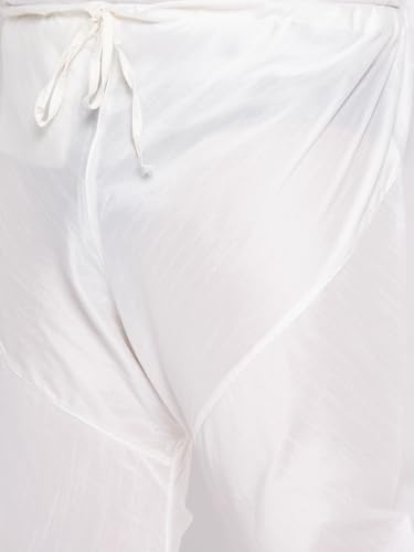 Image of Vastramay Plus Men's White Silk Blend Kurta Pyjama Set VPLUSMKWH001nPBL 44 | Independence Day