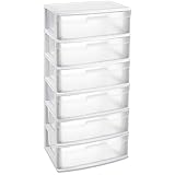 Acan Tradineur - Cajonera de organización “Nilo” - Ideal para el hogar o el trabajo - Fabricación en plástico - 6 Cajones Translucido - 119,5 x 56 x 40 cm - Color Blanco