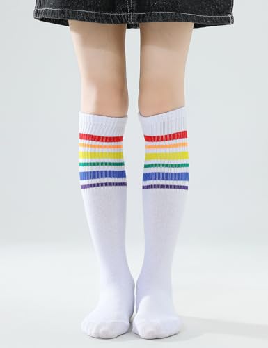 Knee High Tube Socks for Boys Girls Teens, Kids Soccer School Cotton Uniform Sports Socks 3,4 Pairs2