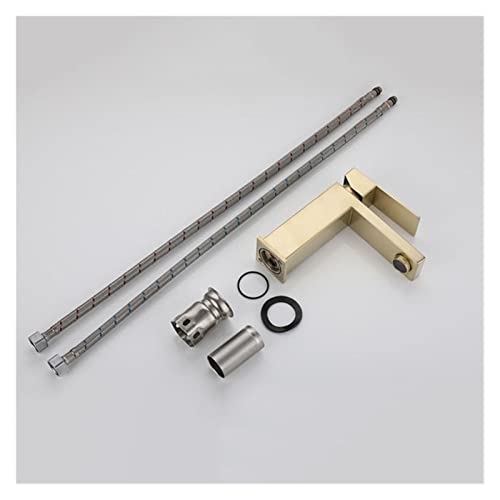 Grifo de tocador moderno de oro cepillado para un baño sofisticado 6