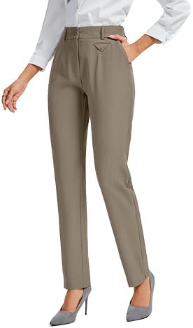 FUNYYZO Women's Stretch Business Work Pants with Pockets Wear to ...