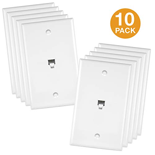 ENERLITES RJ11 Telephone Jack Wall Plate, 6-Position 6-Conductor 6P6C (2 Line Support), 1-Gang