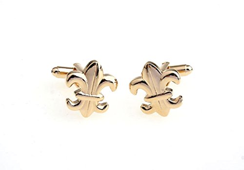 Gemelos tono dorado Fleur De Lis Mardi Gras miniatura 3