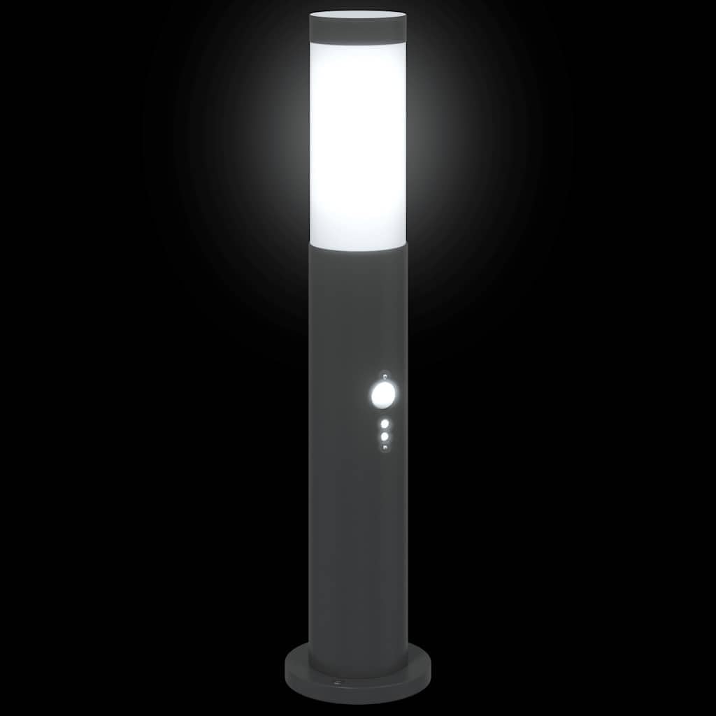 Lampada a colonna con sensore, 50 cm, in acciaio inox, IP44, lampada da terra per esterni con sensore di movimento PIR, attacco E27, resistente alle intemperie, moderna, per giardino