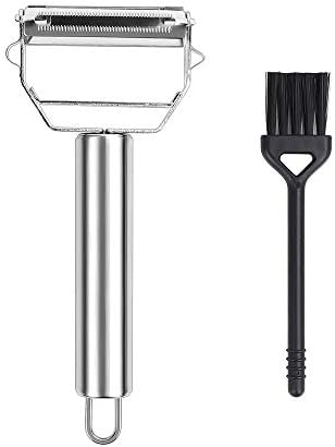 Restlandee Julienne Peeler, Stainless Steel Vegetable Peeler, Cucumber Shredder, Durable Fruit Peeler, Salad Master Slicer Grater and Peeler Vegetable Julienne Cutter with Cleaning Brush for Kitchen