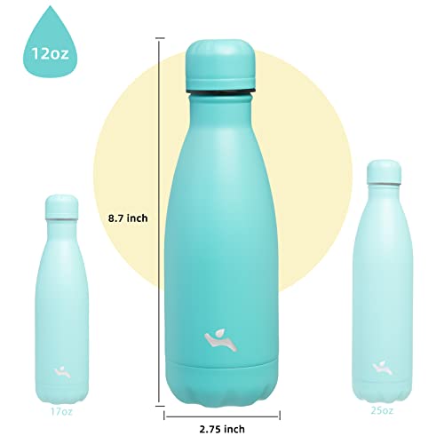 Image of Konokyo Insulated Water Bottles,12 oz Double Wall Stainless Steel Vacumm Metal Flask for Sports Travel,Turquoise
