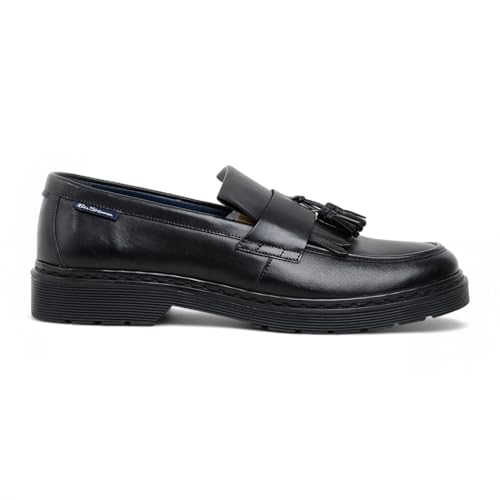 Image of Dudley Men's Leather Tassel Loafer Formal Dress Casual Shoes Black