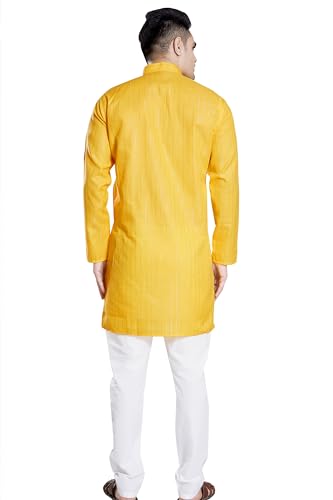 Image of DIVISIVE Men's Self Zari Line Cotton Blend Slim Fit Kurta Pyjama Set