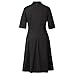 CAMDOM Church Clergy Dress for Women Minister Half Sleeve Loose Elegant Dress with Tab Collar Black